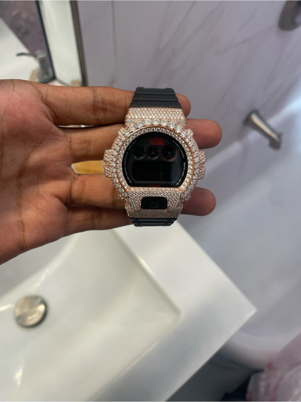 G-shock Diamond-Style Black and Rose Gold Digital Watch - Unbranded